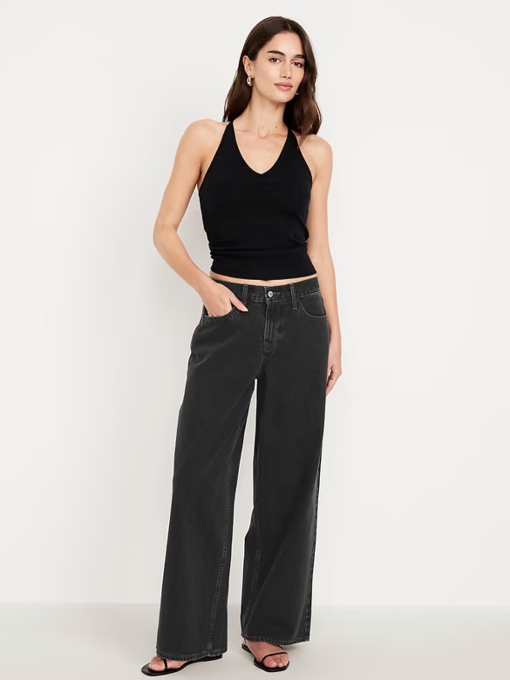 Old Navy Mid-Rise Wow Baggy Wide-Leg Jeans in Licorice